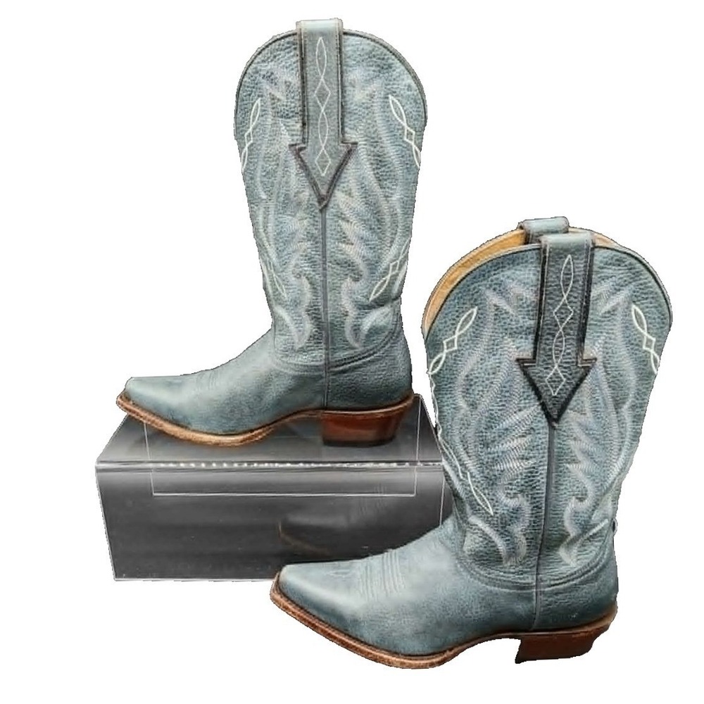Shyanne Western Boots Blue Leather Embroidered Snip Toe Cowgirl BBW271 Mens 7